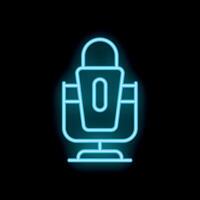 Neon icon of a microphone glowing on black background vector