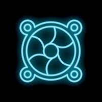 Neon computer cooler cpu cooling fan glowing icon symbol sign vector