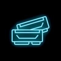 Neon icon of computer memory ram modules glowing on black background vector