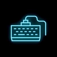 Neon blue wired keyboard glowing on black background vector
