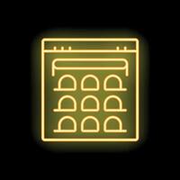 Neon yellow eyelash extension procedure icon glowing against a dark background vector