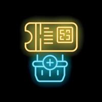 Neon icon of contactless payment by qr code using smartphone vector