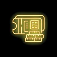 Neon ticket purchase icon with qr code and coins representing online payment vector