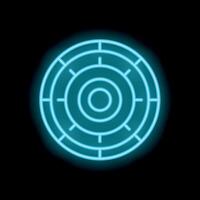 Glowing neon sign of vault door on a black background vector