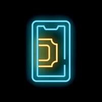 Neon sign representing mobile payment with smartphone and dollar bill vector