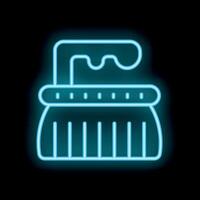 Neon brush glowing icon on dark background representing cleaning vector