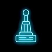 Neon icon of manual floor polishing machine glowing blue on black background vector