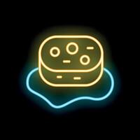 Neon sponge lying in a puddle of water icon vector