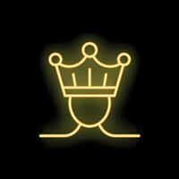 Neon sign of a crown glowing on black background vector