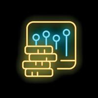 Neon icon of website control panel managing database storage vector