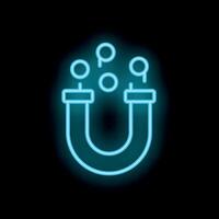 Neon style icon of a magnet attracting leads representing inbound marketing vector