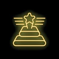 Neon sign representing achieving goals by climbing to the top vector