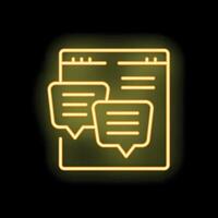 Neon icon of online chatting on website or social media vector