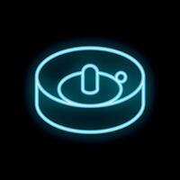Blue neon glowing ashtray with cigarette on a black background vector