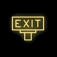 Glowing neon exit sign showing way out vector