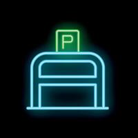 Glowing neon sign depicting empty parking space vector
