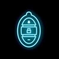 Neon car key showing lock symbol on black background vector