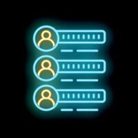 Neon icon of candidate ranking system showing progress bar for recruitment vector