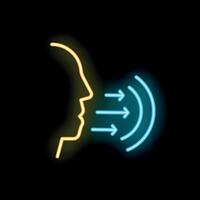 Neon icon of a person talking and spreading information vector