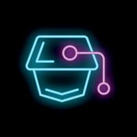 Neon style icon of artificial intelligence robot head with wire vector