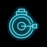 Neon icon of clock showing time running out to hit target vector