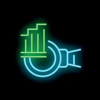 Neon icon of smartwatch showing growing statistics graph vector