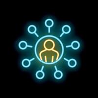 Neon icon of a businessman expanding network of contacts vector