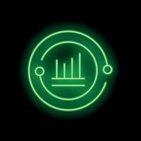 Neon green circle frame glowing with business graph icon vector