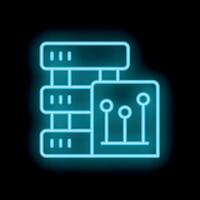 Neon server icon representing data control and management vector