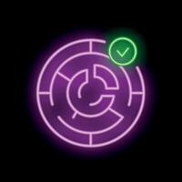 Neon labyrinth puzzle showing concept of solution finding vector
