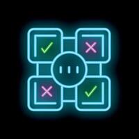 Neon icon of algorithm representing machine learning process vector