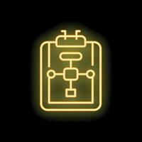 Neon yellow clipboard showing algorithm on black background vector