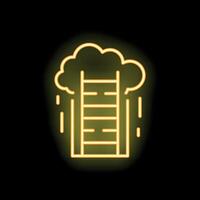 Neon ladder leading to cloud computing and success vector
