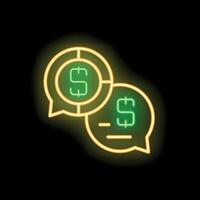 Neon icon representing business negotiation discussing money and investments vector