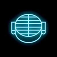 Neon icon of barbecue grill glowing on dark background vector