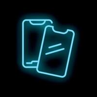 Neon icon of smartphone with screen protector showing tempered glass protection vector