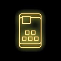 Neon mobile phone displaying security app interface vector