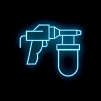 Neon sign of airbrush painting tool for coloring objects vector