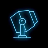 Blue neon sign of a lottery drum rotating on black background vector