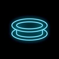 Blue neon sign of empty round podium on black background vector