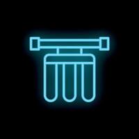 Blue neon icon of water filter cartridges hanging on wall vector