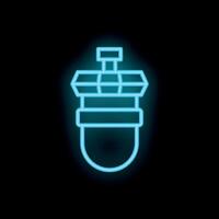 Neon icon of observatory telescope glowing on black background vector
