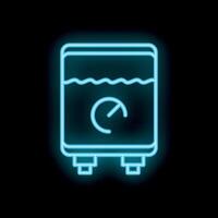 Blue neon sign of water heater with temperature control on a black background vector