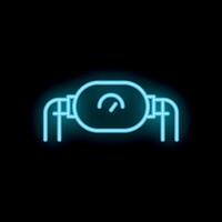 Neon icon of water flow meter showing speed of flow on black background vector
