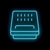 Neon router icon glowing on dark background vector