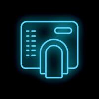 Neon icon of a retro game console glowing on black background vector