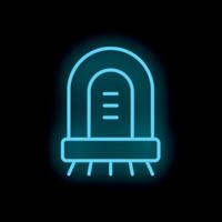 Neon icon of robot vacuum cleaner working on black background vector