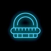 Glowing neon icon of a protractor for measuring angles vector
