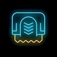 Neon sign showing paper towel dispenser for drying hands in public bathroom vector
