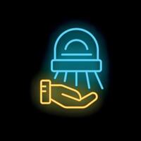 Hand dryer using infrared sensor neon light sign illustration vector